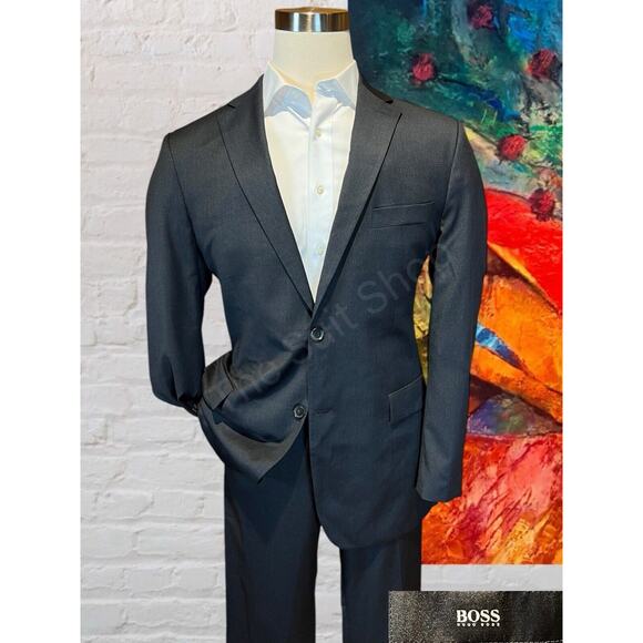 Hugo Boss Other - Hugo Boss 42L 32x33 Gray Virgin Wool Super 110 High Quality 2 Piece Suit Set